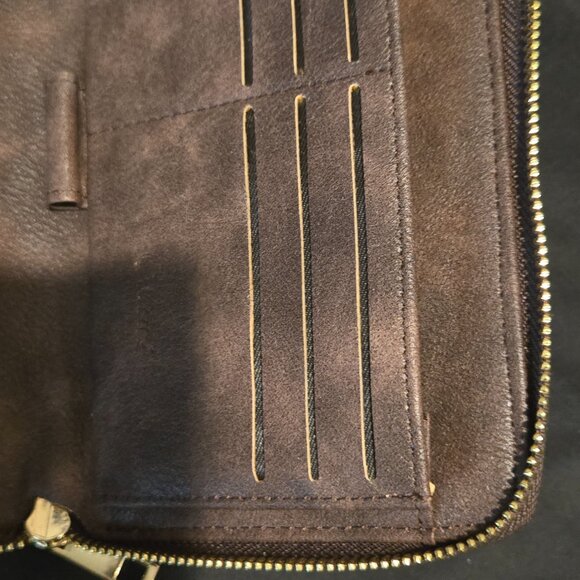Brown CLUCI Womens Wallet RFID Bifold Wristlet Large - Picture 6 of 8